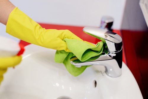 Professional cleaners maintaining a business premises in Acton